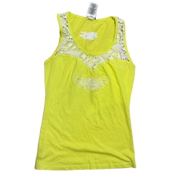 Harley Davidson Neon Green Embroidered Tank In Women’s size M - Picture 1 of 4